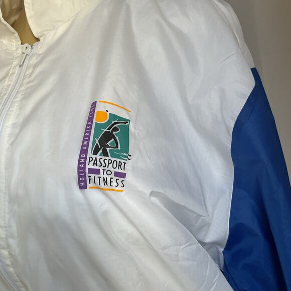 Vintage Y2K Holland America Line Windbreaker 90s Cruise Ship Jacket Patchwork  L - Picture 5 of 16